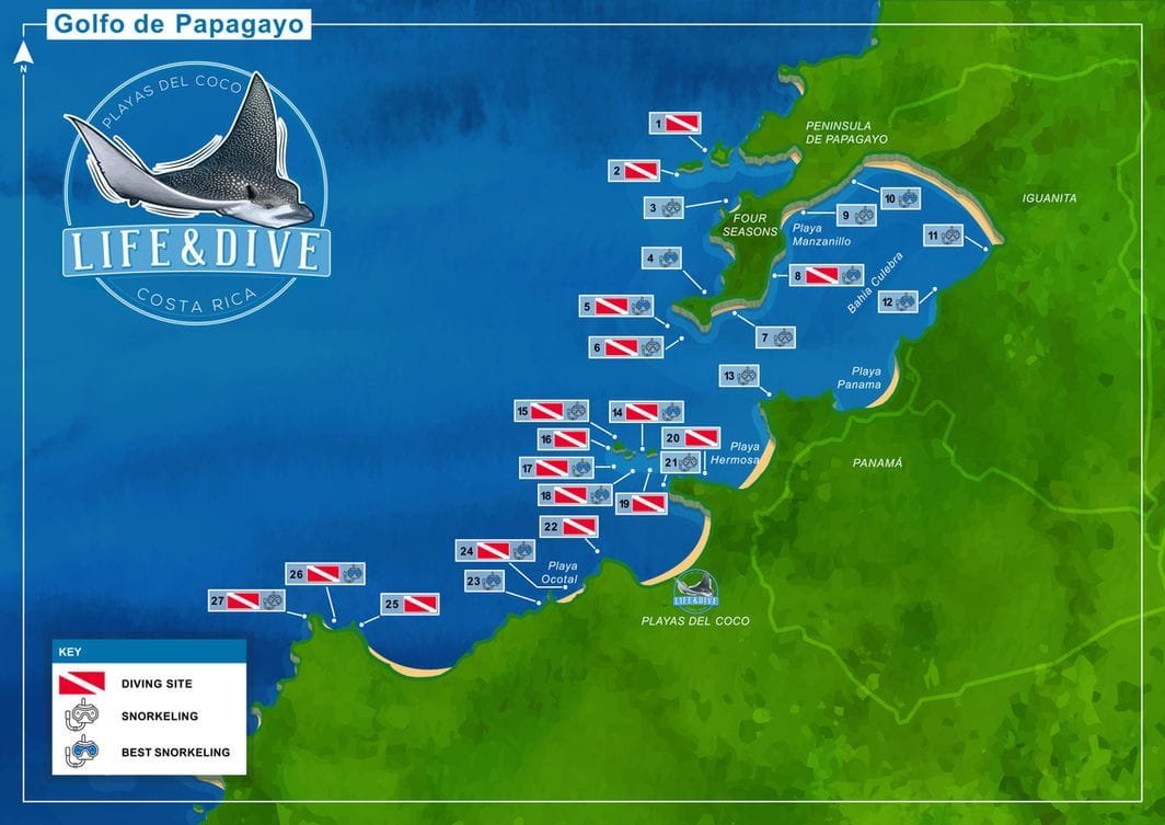 Mapa del Golfo de Papagayo.